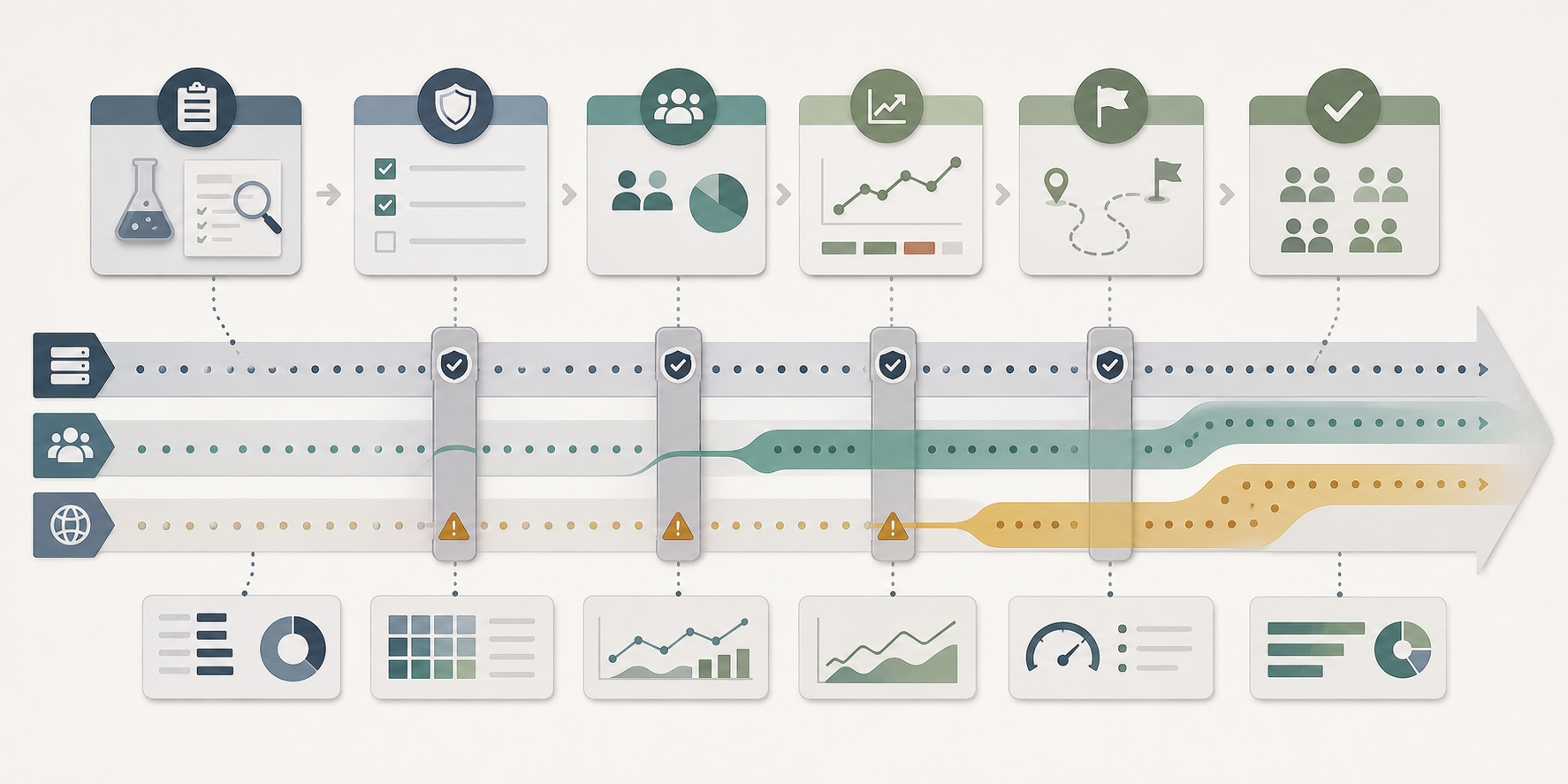 Timeline showing a practical rollout from baseline evaluation to canary traffic, regression checks, and wider adoption for GLM 5.2.